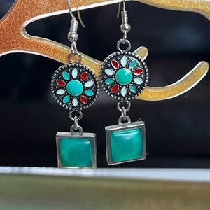 24051 Teal resin earrings